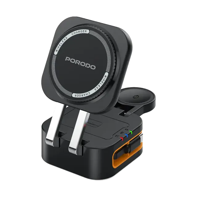 Porodo Pocket-Sized Folding Wireless Charger - Black image 1