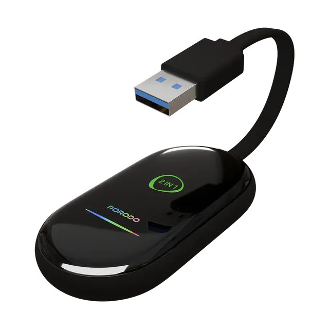 Porodo Play-X Wireless Carplay Adapter with Wi-Fi and Bluetooth Connectivity Black image 1