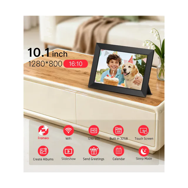 Feelcare Frameo 10.1-Inch Wi-Fi Smart Digital Photo Frame - Black image 1