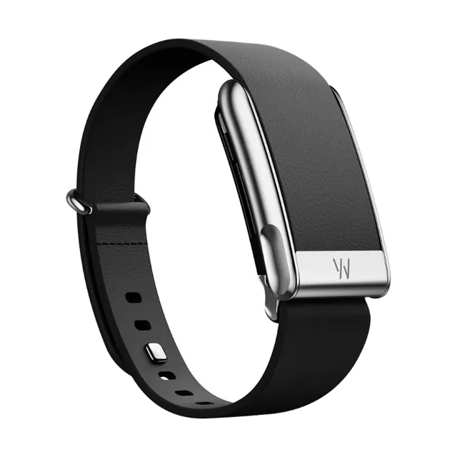 WHOOP LeatherLuxe Tapered Band – Black with Titanium image 1